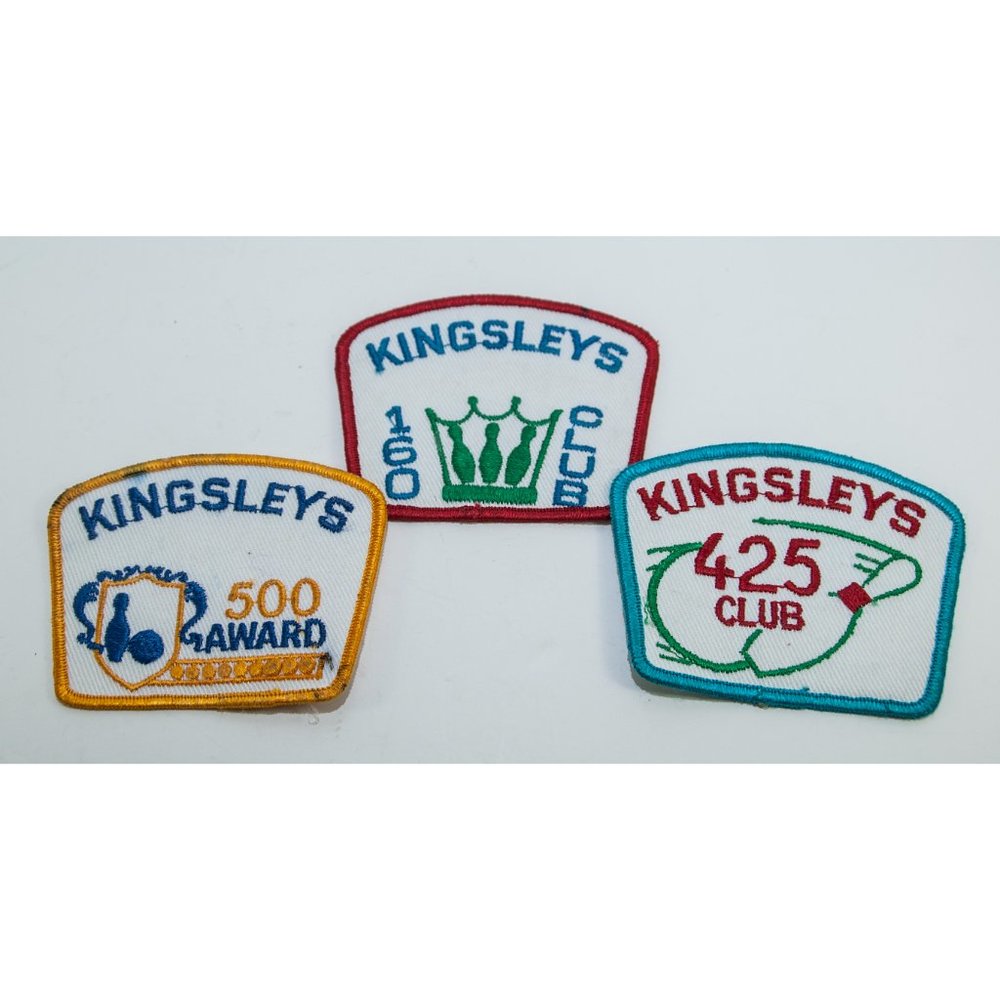 Vintage Bowling Patch Lot of 3 Kingsleys Men Women Club Pin Ball Hipster BB07